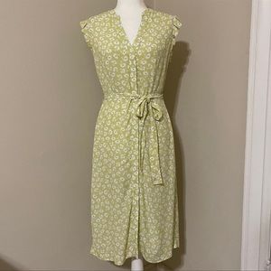 floral ruffle flutter sleeve button shirt dress